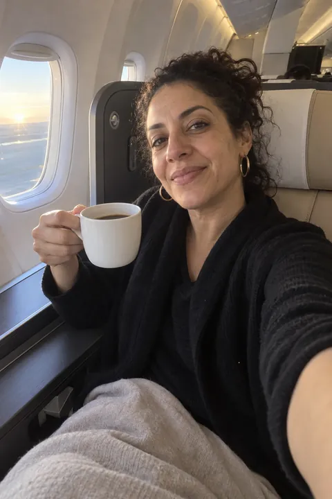 Fatima Al-Sayed in EgyptAir business class