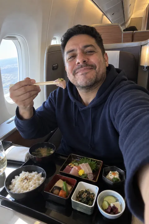 Mike Alvarez in ANA business class