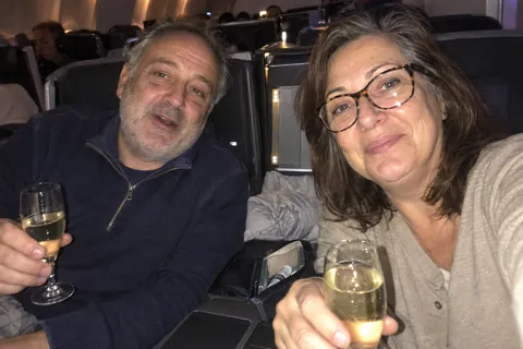 Marco and Elena Ricci in Oman Air business class